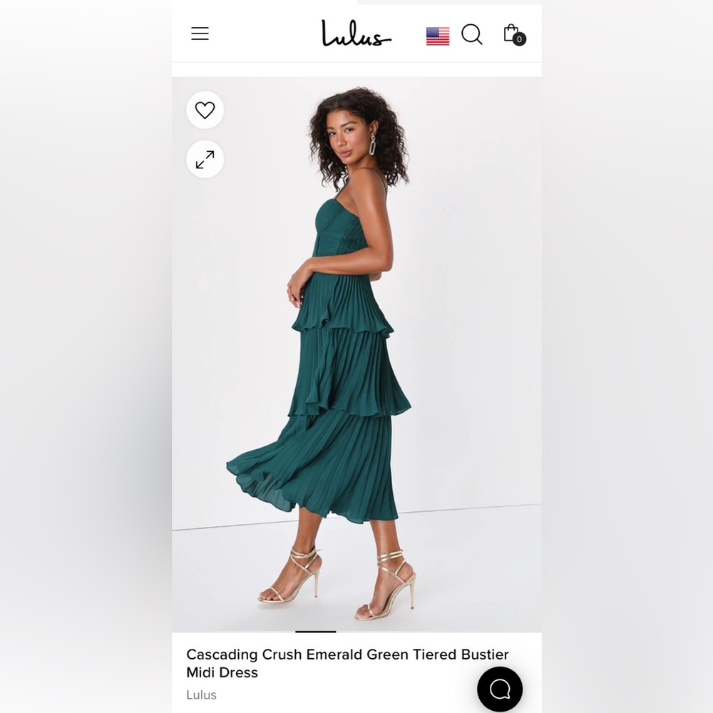 Lulu’s Cascading Crush Emerald Green Tiered Bustier Midi Dress
